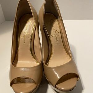 Jessica Simpson Nude Peep Toe Heels